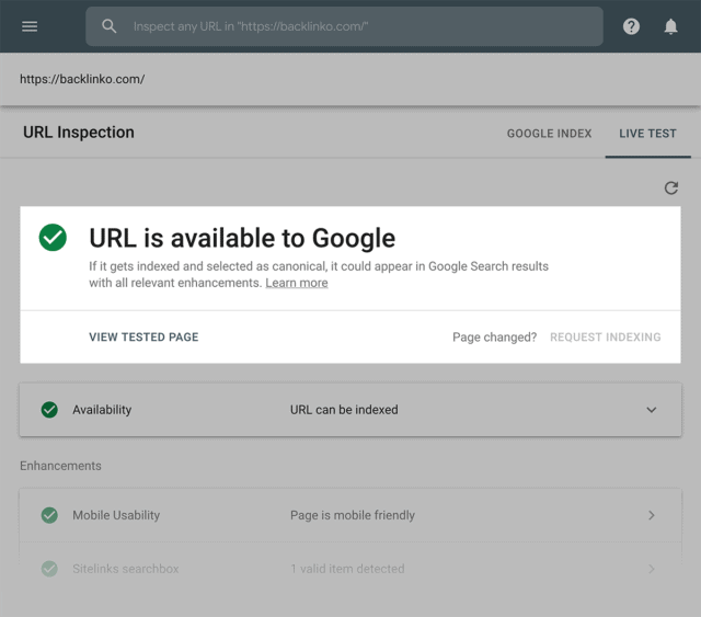 URL is available to google